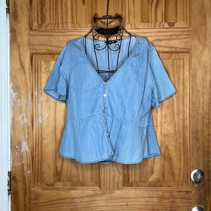 Denim Peplum Blouse